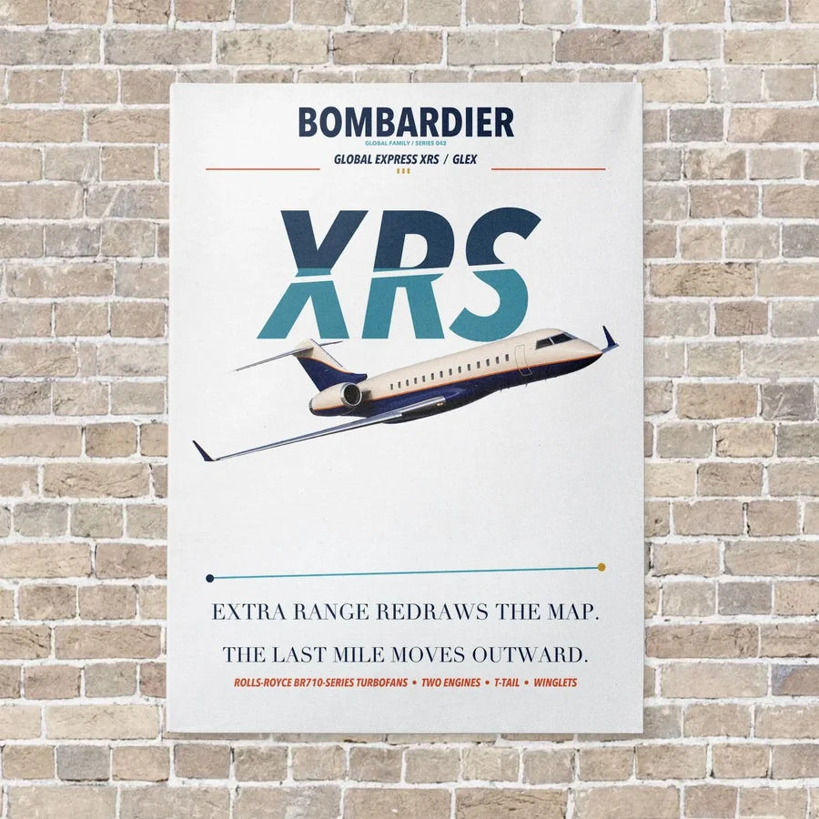 Bombardier Global Express XRS vertical canvas print - no frame - white background