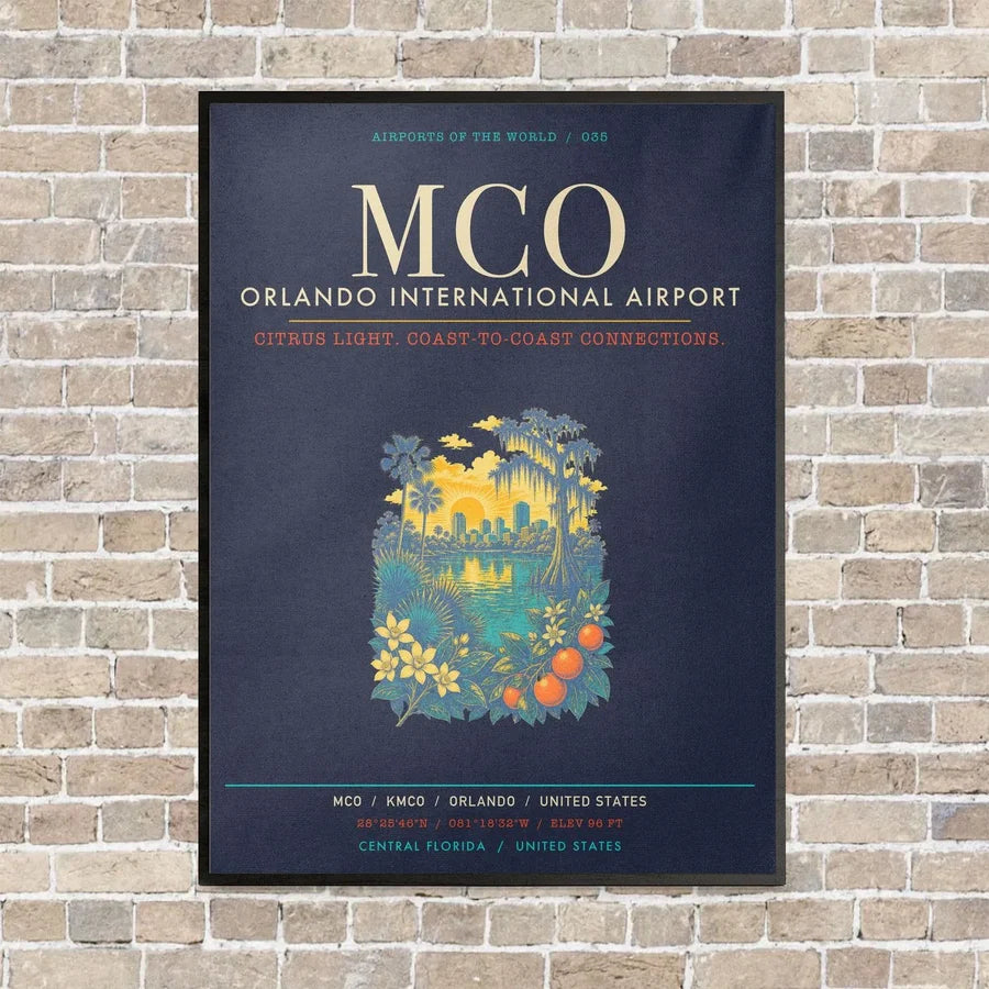 Orlando International Airport MCO - Canvas Framed - Navy Blue