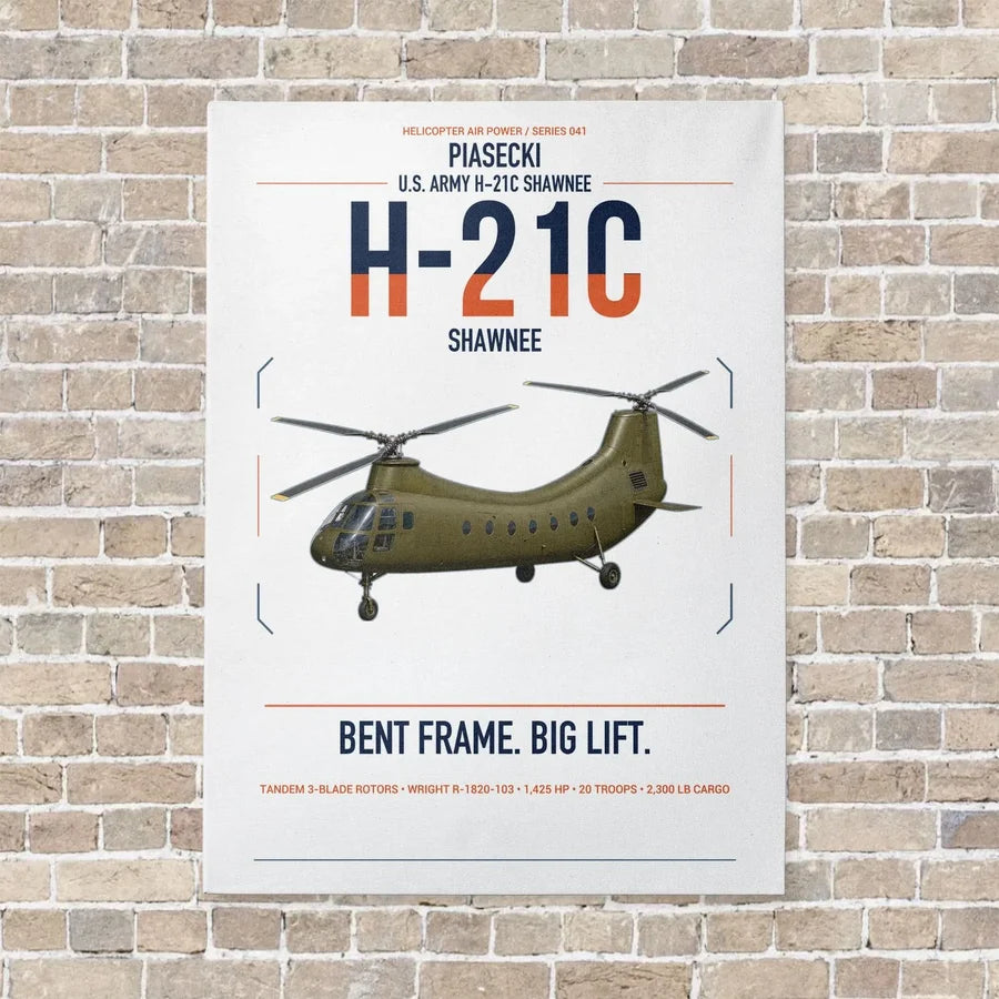 Piasecki H-21C Shawnee vertical canvas print - no frame - white background