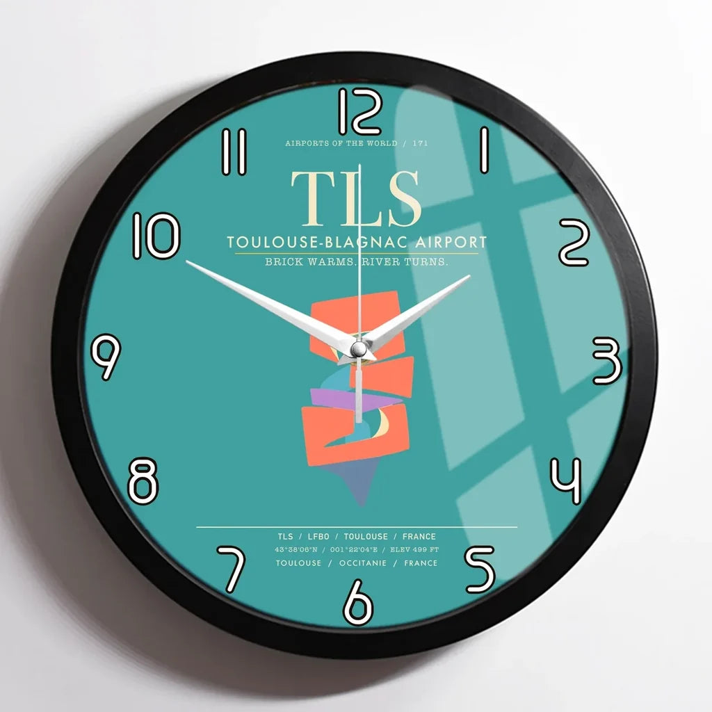 Toulouse-Blagnac Airport TLS Wall-Clock Framed - Turquoise