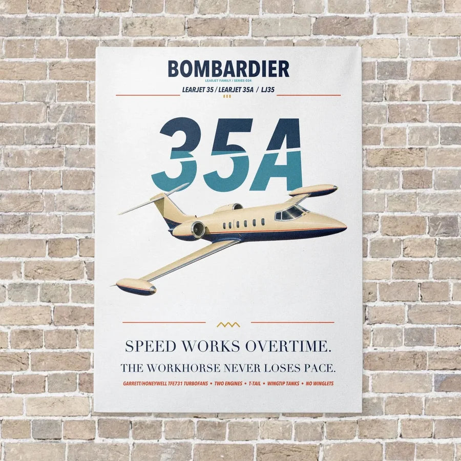 Bombardier Learjet 35A vertical canvas print - no frame - white background