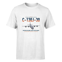 Thumbnail for C-130J-30 Super Hercules design on white double-side t-shirt, single-side print