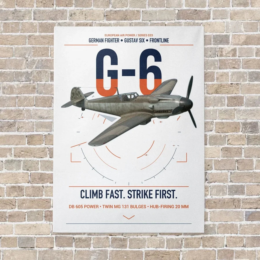 Messerschmitt Bf 109G-6 vertical canvas print - no frame - white background