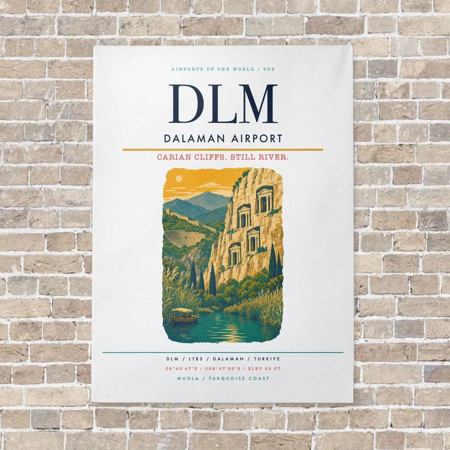 Dalaman Airport DLM vertical canvas print - no frame - white background