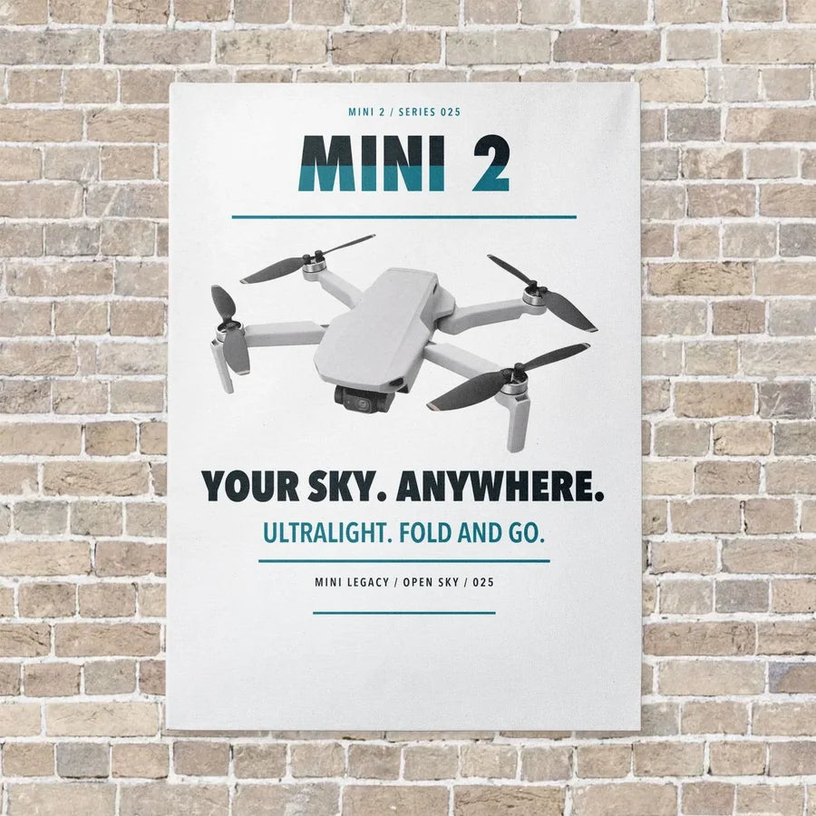 DJI Mini 2 vertical canvas print - no frame - white background