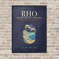 Thumbnail for Rhodes Airport Diagoras RHO - Canvas Framed - Navy Blue