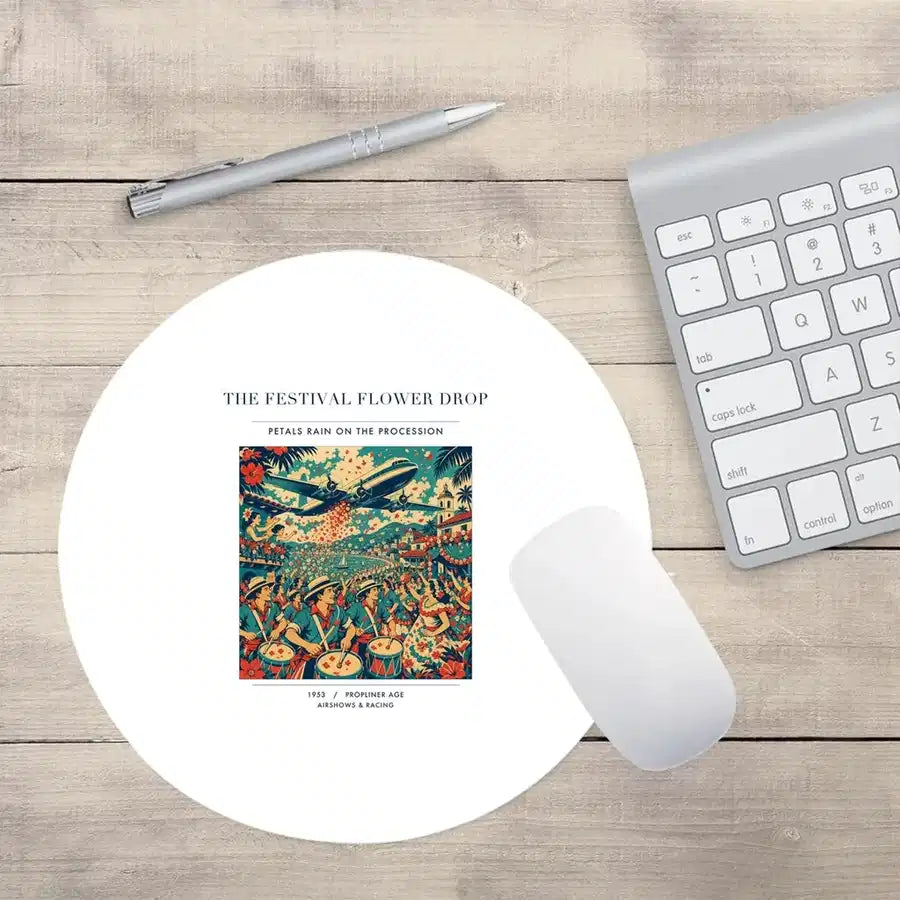 VINTAGE G4406 - The Festival Flower Drop - Designed Mouse Pads design on white round