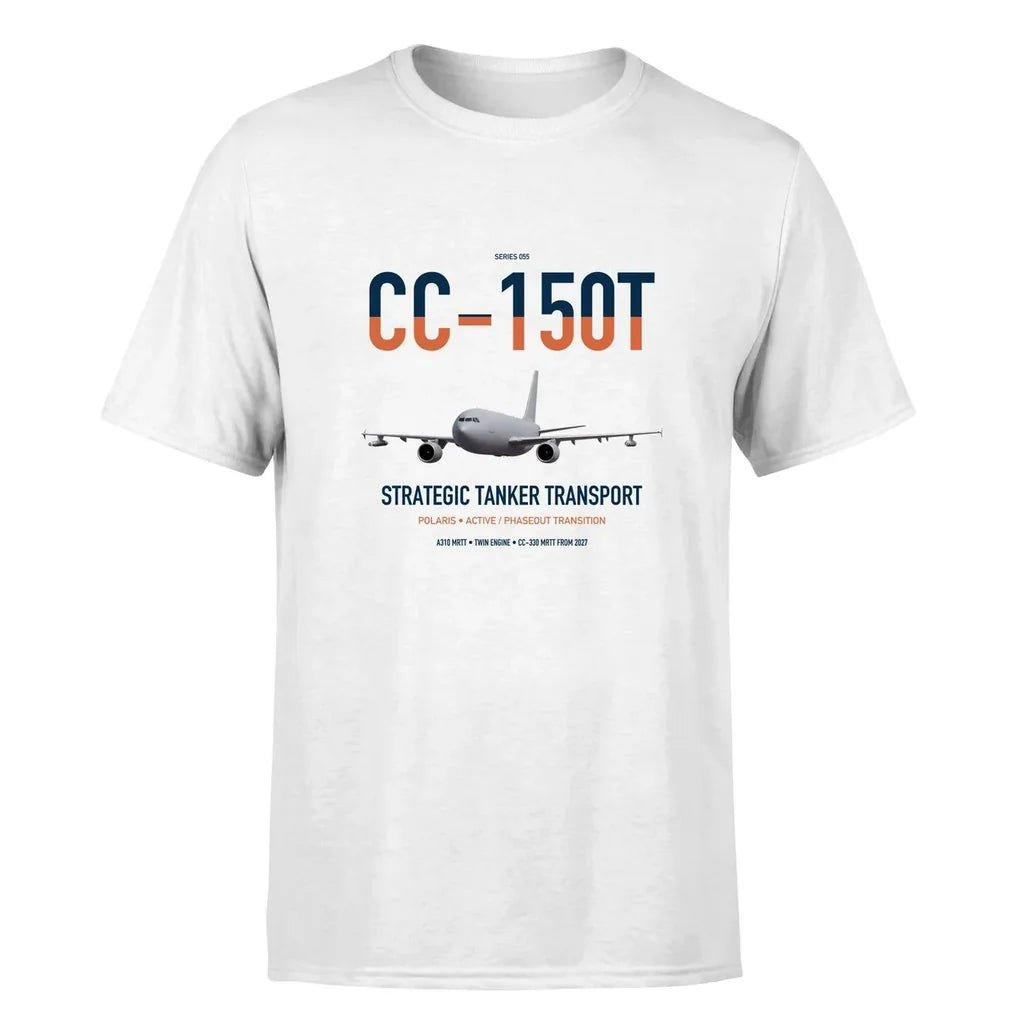 Airbus CC-150T Polaris design on white double-side t-shirt, single-side print