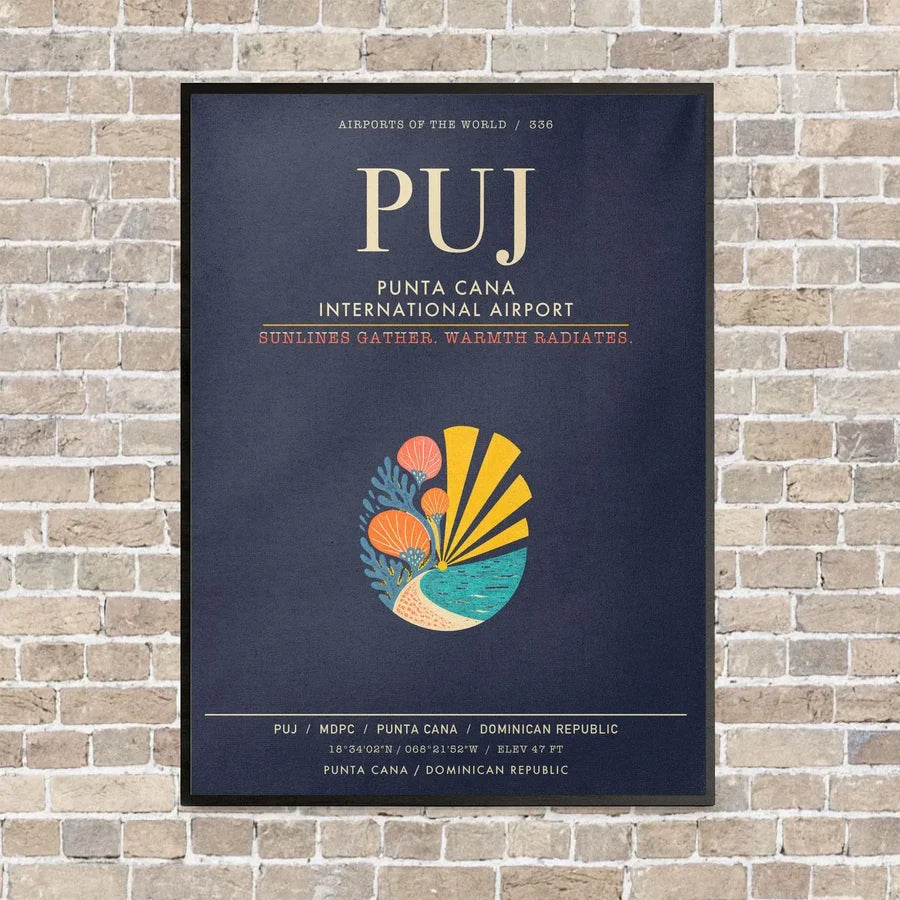 Punta Cana International Airport PUJ - Canvas Framed - Navy Blue