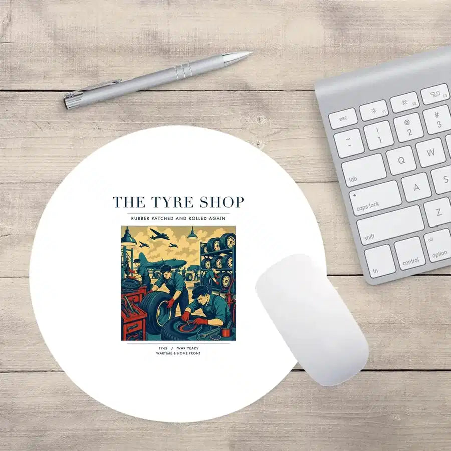 VINTAGE G4535 - The Tyre Shop - Designed Mouse Pads design on white round