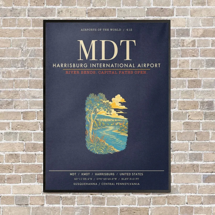 Harrisburg International Airport MDT - Canvas Framed - Navy Blue