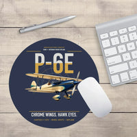 Thumbnail for Curtiss P-6E Hawk design on navy blue round mouse pad
