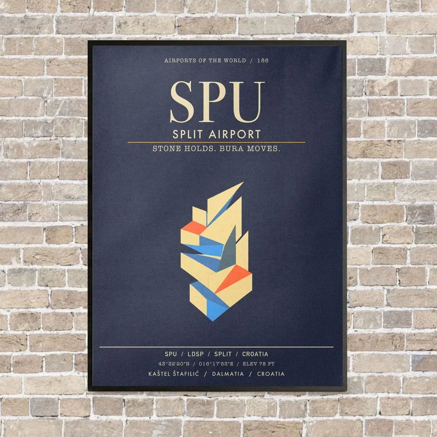 Split Airport SPU - Canvas Framed - Navy Blue