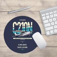 Thumbnail for Cessna T210N Centurion design on navy blue round mouse pad