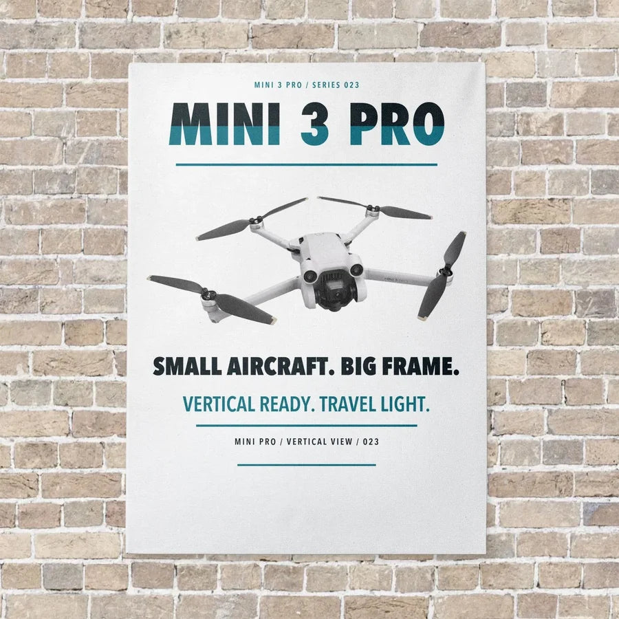 DJI Mini 3 Pro vertical canvas print - no frame - white background