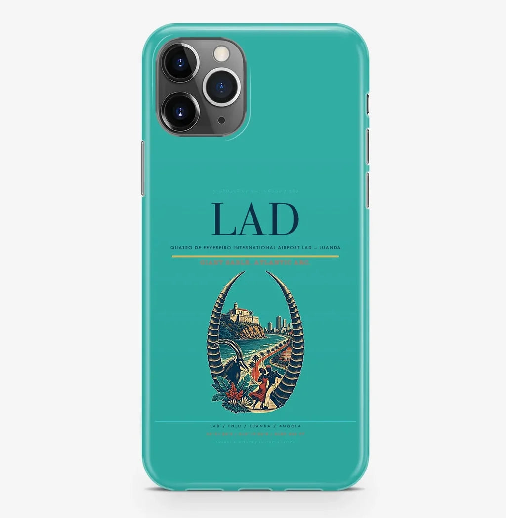 Luanda Airport (LAD) design on turquoise iPhone 16 Pro MagSafe case