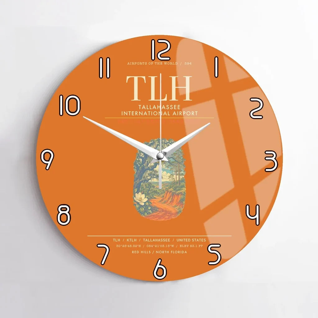 Tallahassee International Airport TLH Wall-Clock No-Frame - Orange