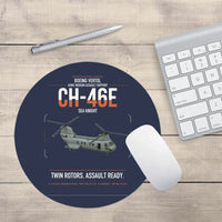 Thumbnail for Boeing Vertol CH-46E Sea Knight design on navy blue round mouse pad