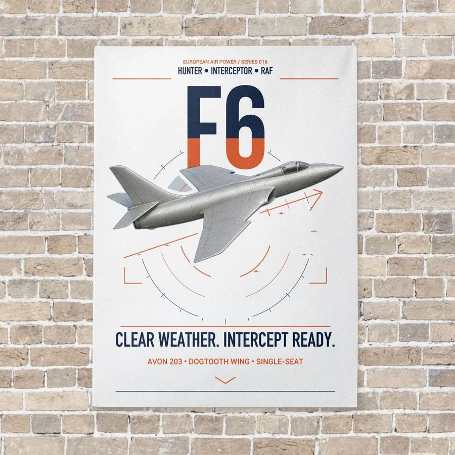 Hawker Hunter F6 vertical canvas print - no frame - white background