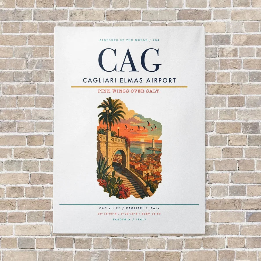Cagliari Elmas Airport CAG - Canvas No Frame - White