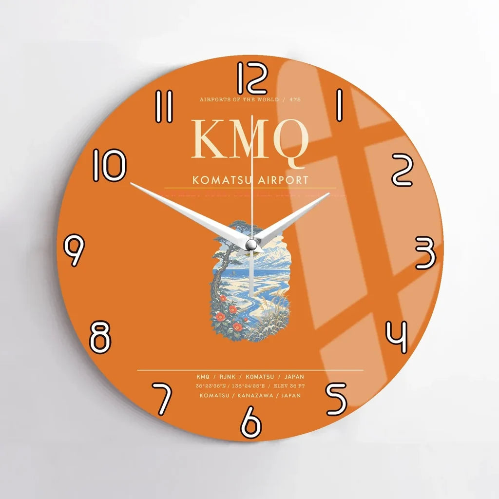 Komatsu Airport KMQ Wall-Clock No-Frame - Orange