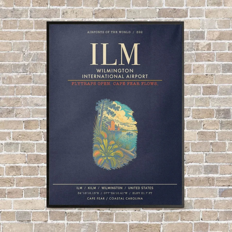 Wilmington International Airport ILM - Canvas Framed - Navy Blue