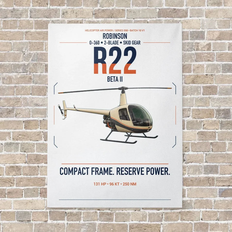 Robinson R22 Beta II vertical canvas print - no frame - white background