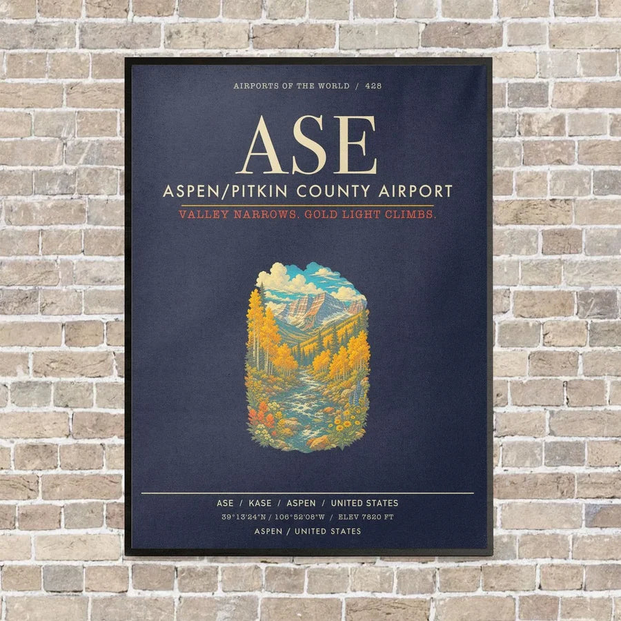 Aspen - Pitkin County Airport ASE - Canvas Framed - Navy Blue