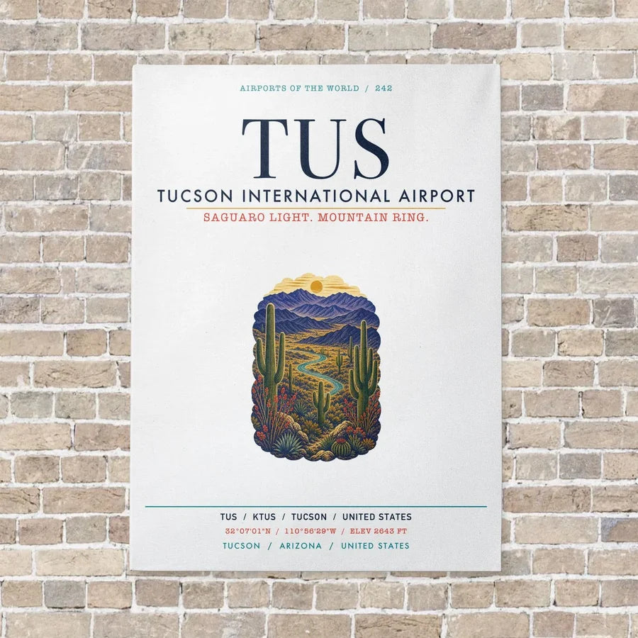 Tucson International Airport TUS vertical canvas print - no frame - white background
