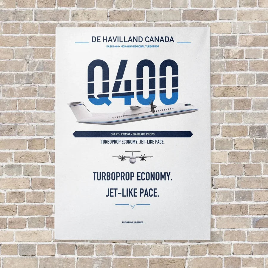 De Havilland Dash 8-400 vertical canvas print - no frame - white background