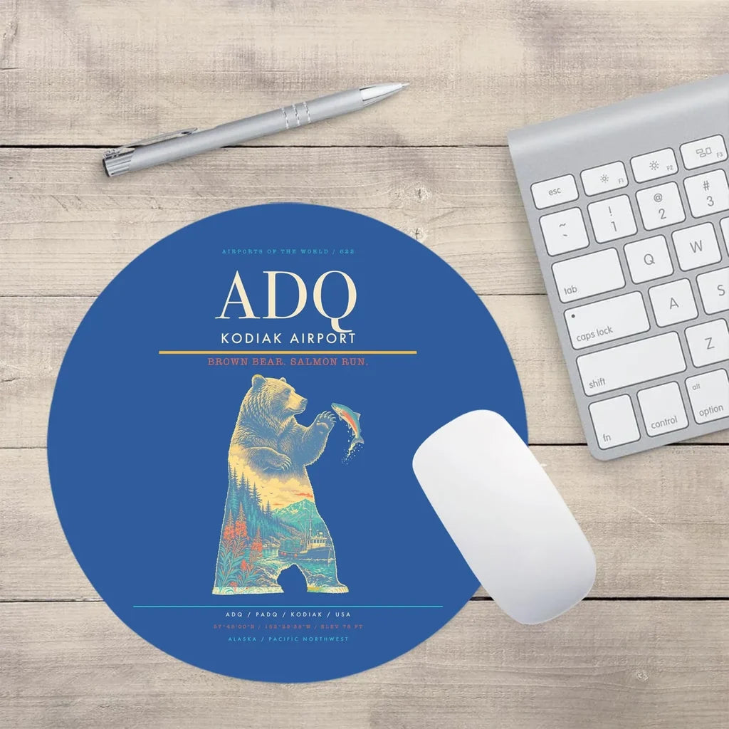 Kodiak Airport ADQ Mouse-Pad Round - Blue