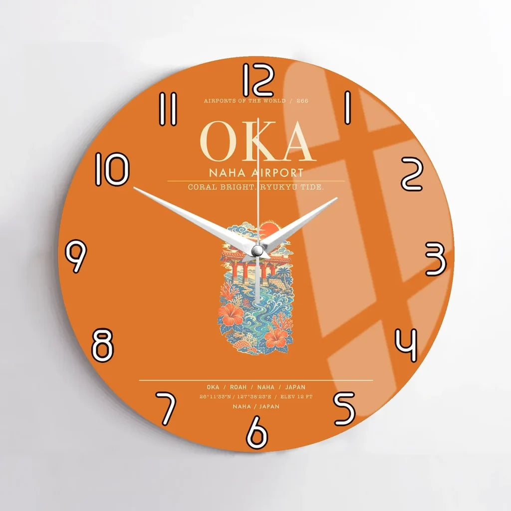 Naha Airport OKA Wall-Clock No-Frame - Orange