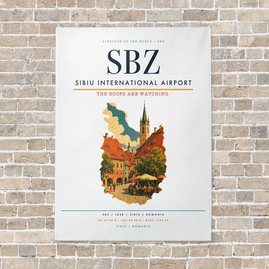 Sibiu International Airport SBZ vertical canvas print - no frame - white background