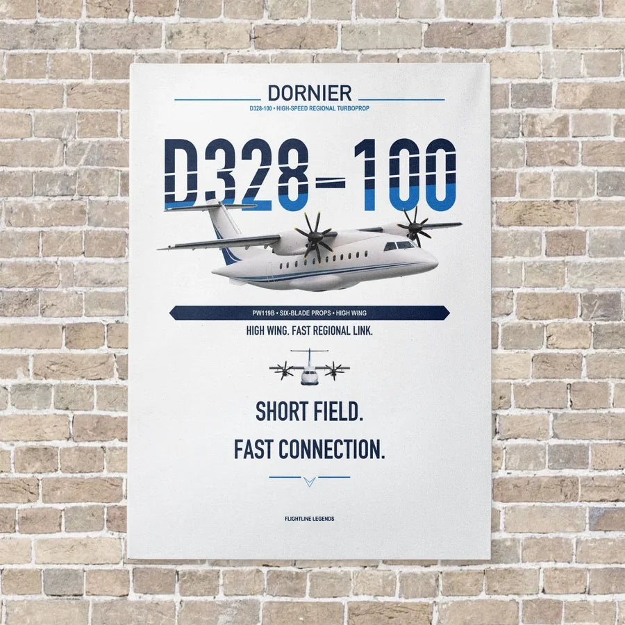 Dornier D328-100 vertical canvas print - no frame - white background