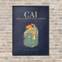 Thumbnail for Cairo International Airport CAI - Canvas Framed - Navy Blue