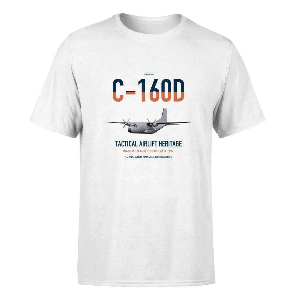 Transall C-160D design on white double-side t-shirt, single-side print