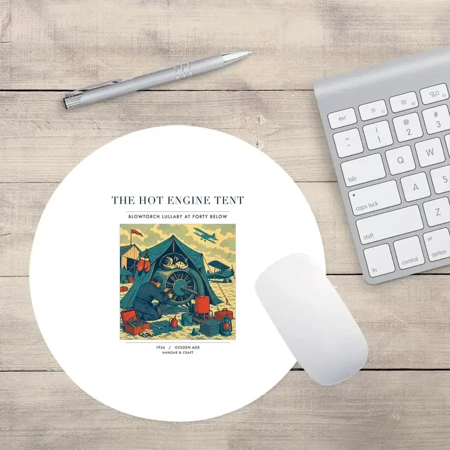 VINTAGE G4356 - The Hot Engine Tent - Designed Mouse Pads design on white round