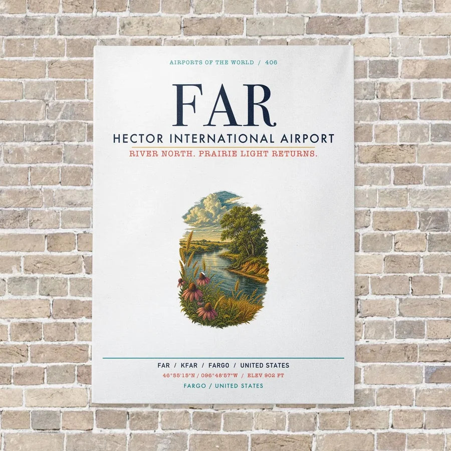Hector International Airport FAR vertical canvas print - no frame - white background