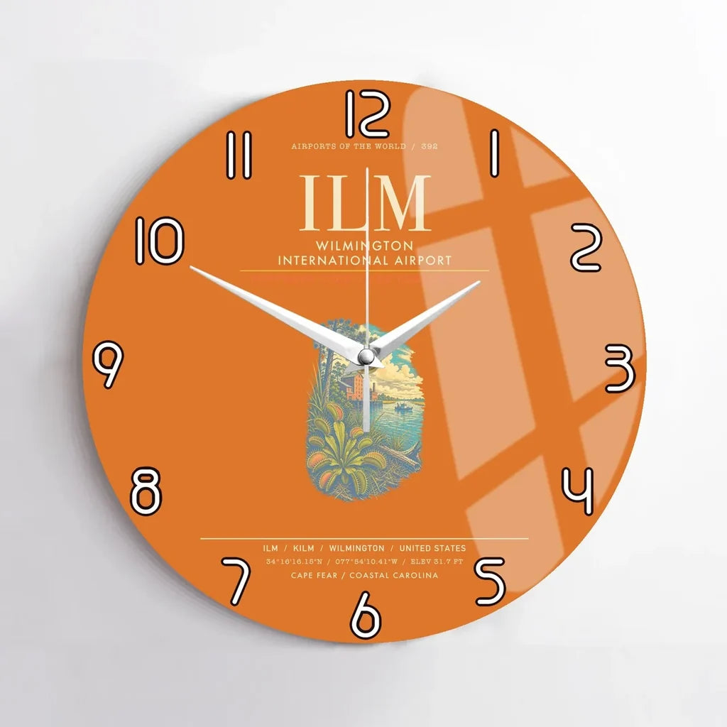 Wilmington International Airport ILM Wall-Clock No-Frame - Orange