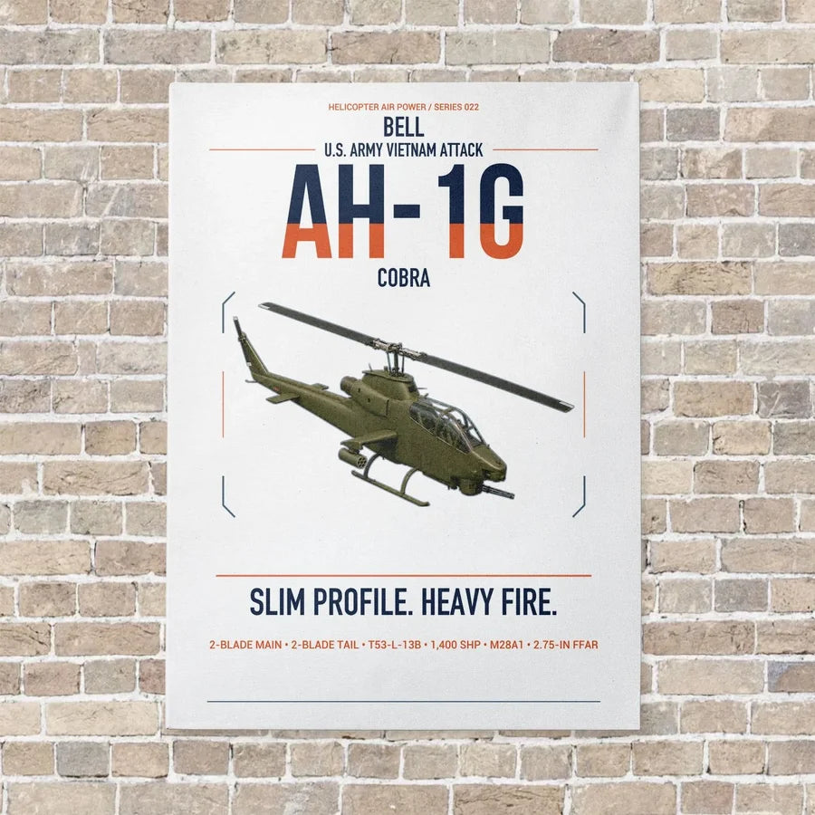 Bell AH-1G Cobra vertical canvas print - no frame - white background