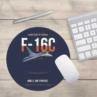 Thumbnail for F-16C Fighting Falcon Nine G One Purpose design on navy blue round mouse pad