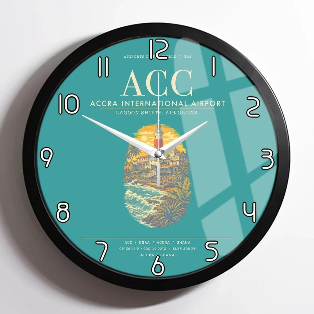 Accra International Airport ACC Wall-Clock Framed - Turquoise