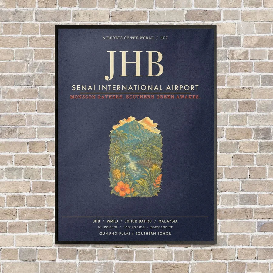 Senai International Airport JHB - Canvas Framed - Navy Blue