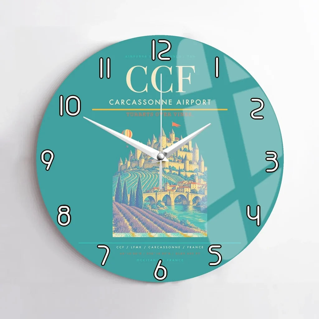 Carcassonne Airport CCF Wall-Clock No-Frame - Turquoise