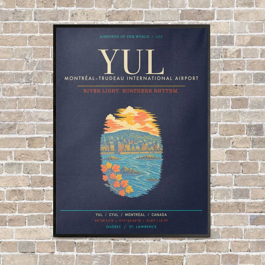 MontrealTrudeau International Airport YUL - Canvas Framed - Navy Blue