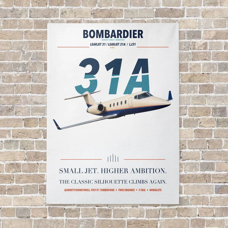 Bombardier Learjet 31A vertical canvas print - no frame - white background