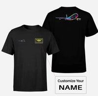 Thumbnail for Multicolor Airplane aviation design printed on soft cotton double-side print T-shirt.