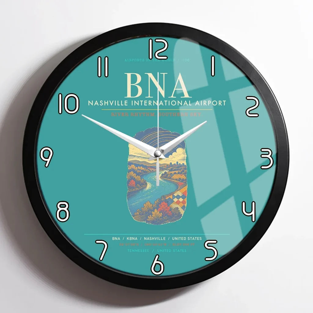 Nashville International Airport BNA Wall-Clock Framed - Turquoise