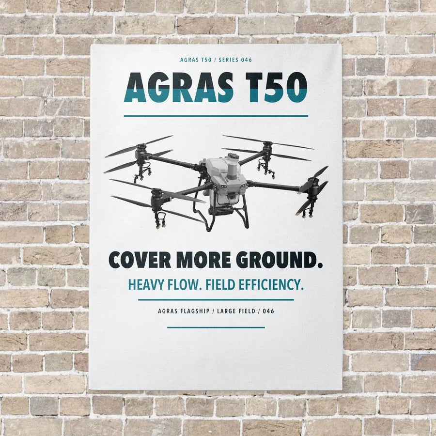 DJI Agras T50 vertical canvas print - no frame - white background