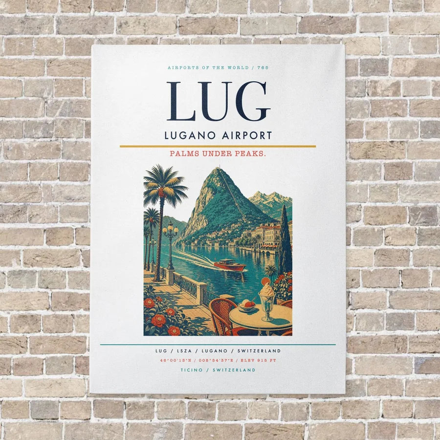 Lugano Airport LUG vertical canvas print - no frame - white background